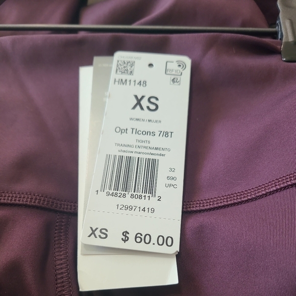 NEW Adidas Women OPT ICON Tights Running maroon purple Bottom Sz XS NWT - Picture 7 of 7